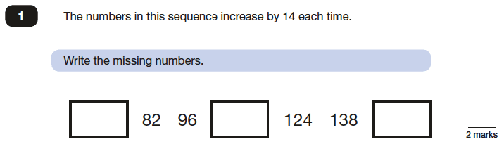 Question 01 Maths KS2 SATs Papers 2016 - Year 6 Past Paper 3 Reasoning, Algebra, Patterns & Sequences