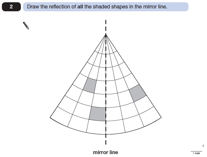 Question 02 Maths KS2 SATs Papers 2013 - Year 6 Practice Paper 1, Geometry, Reflection