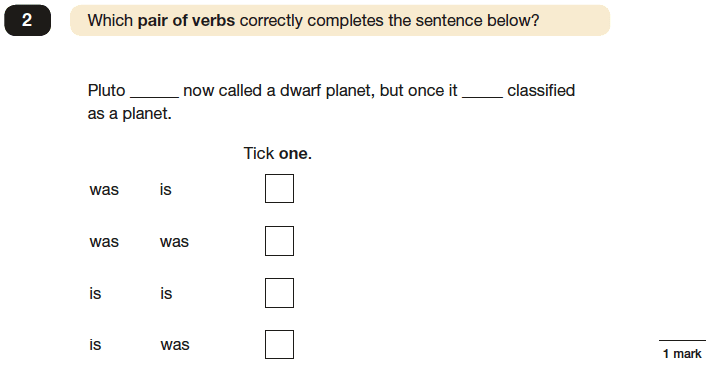 Question 02 SPaG KS2 SATs Papers 2016 - Year 6 English Practice Paper 1, Verb forms, tenses and consistency