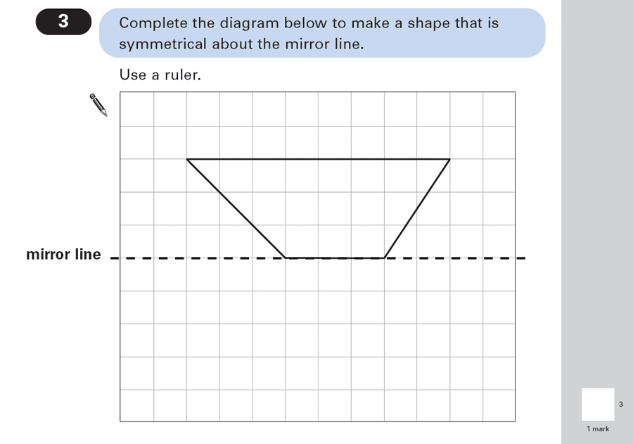 Question 03 Maths KS2 SATs Papers 2003 - Year 6 Sample Paper 1, Geometry, Reflection