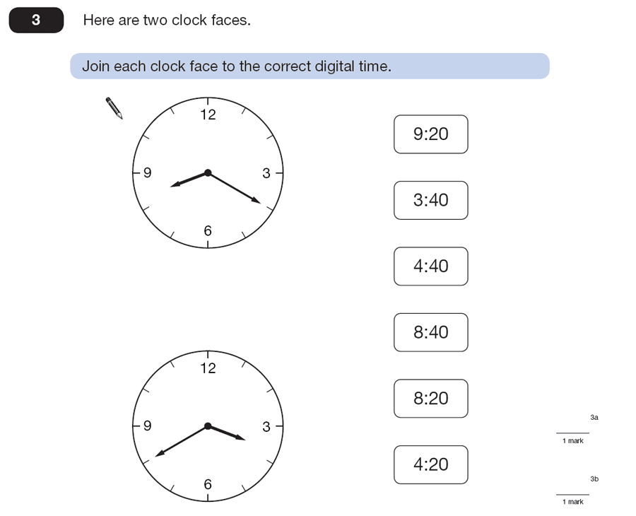 Question 03 Maths KS2 SATs Papers 2008 - Year 6 Practice Paper 2, Time