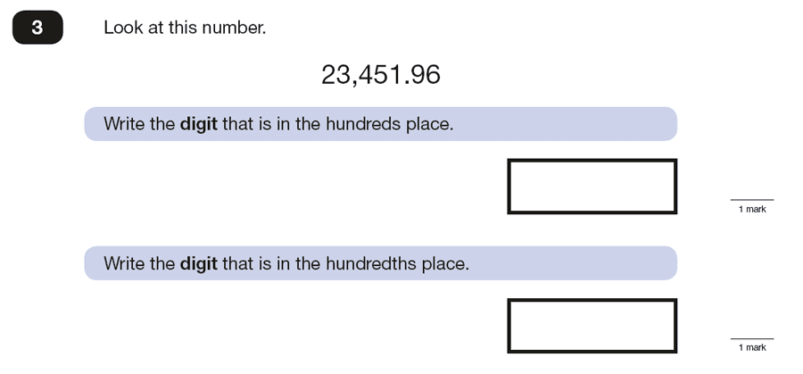 Question 03 Maths KS2 SATs Papers 2016 - Year 6 Exam Paper 3 Reasoning, Numbers, Decimals, Place Value