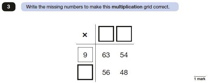 Question 03 Maths KS2 SATs Papers 2017 - Year 6 Practice Paper 2 Reasoning, Numbers, Missing Digits, Multiplication