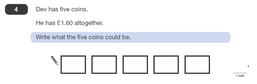 Question 04 Maths KS2 SATs Papers 2011 - Year 6 Past Paper 1, Logical Problems, Money