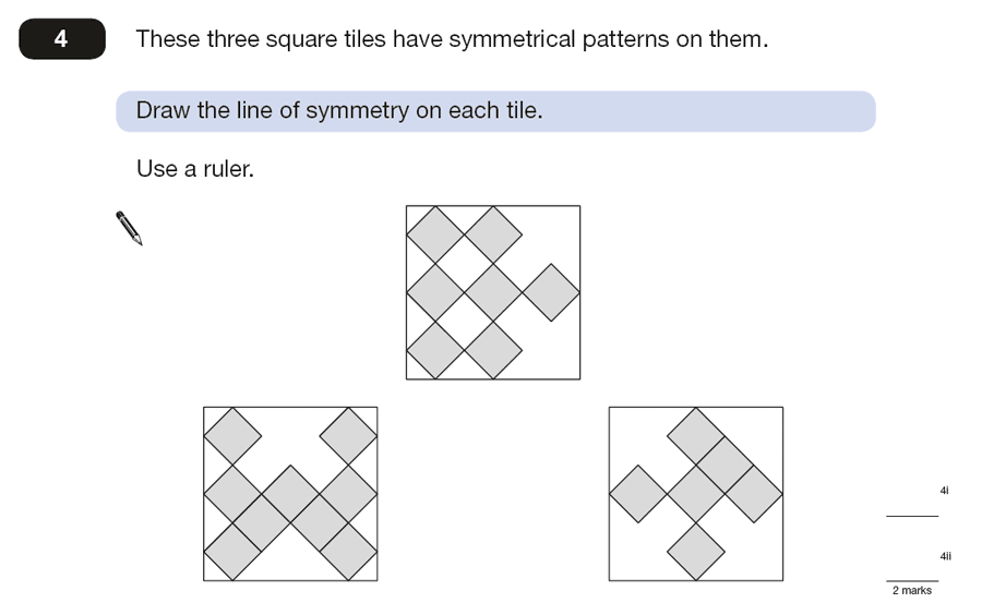 Question 04 Maths KS2 SATs Papers 2015 - Year 6 Past Paper 1, Geometry, Lines of Symmetry