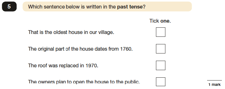 Question 05 SPaG KS2 SATs Papers 2016 - Year 6 English Exam Paper 1, Verb forms, tenses and consistency