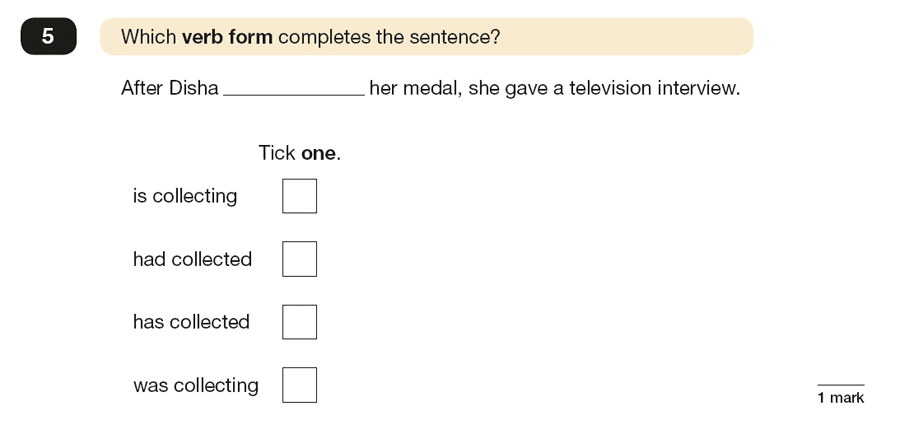 Question 05 SPaG KS2 SATs Papers 2017 - Year 6 English Practice Paper 1, Verb forms, tenses and consistency