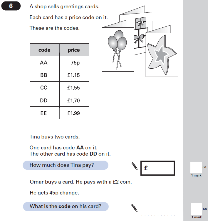 Question 06 Maths KS2 SATs Papers 2002 - Year 6 Past Paper 1, Numbers, Word Problems, Measurement, Currency Conversions, Money, Logical Problems