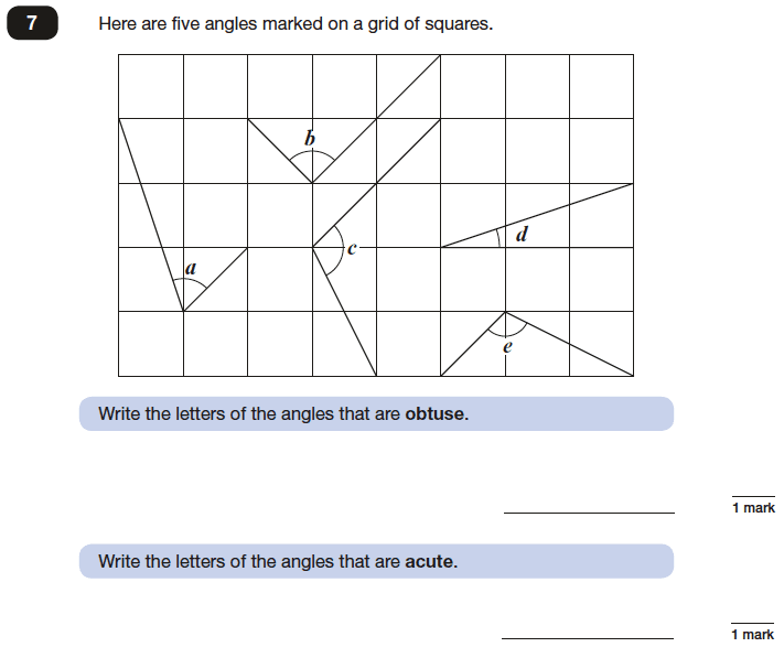 Question 07 Maths KS2 SATs Papers 2016 - Year 6 Practice Paper 3 Reasoning, Geometry, Angles