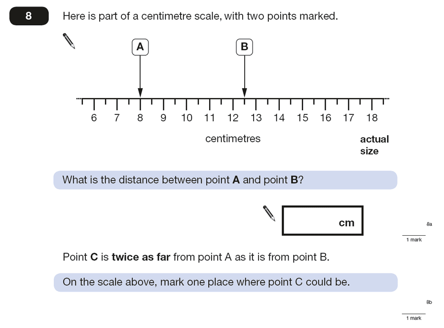 Question 08 Maths KS2 SATs Papers 2015 - Year 6 Practice Paper 2, Numbers, Word Problems, Measurement, Scale reading