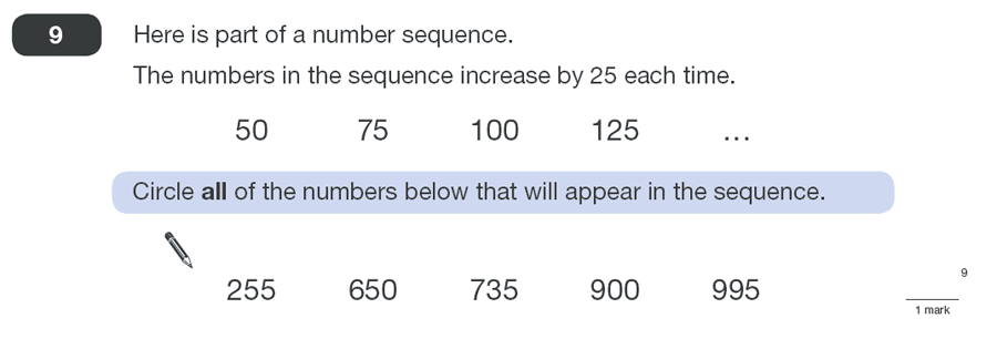 Question 09 Maths KS2 SATs Papers 2011 - Year 6 Practice Paper 1, Algebra, Patterns & Sequences