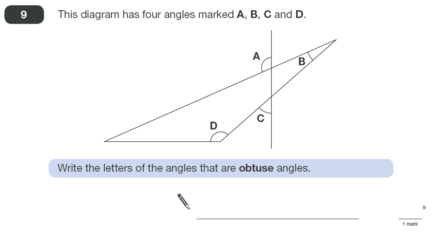 Question 09 Maths KS2 SATs Papers 2011 - Year 6 Practice Paper 2, Geometry, Angles, Triangles