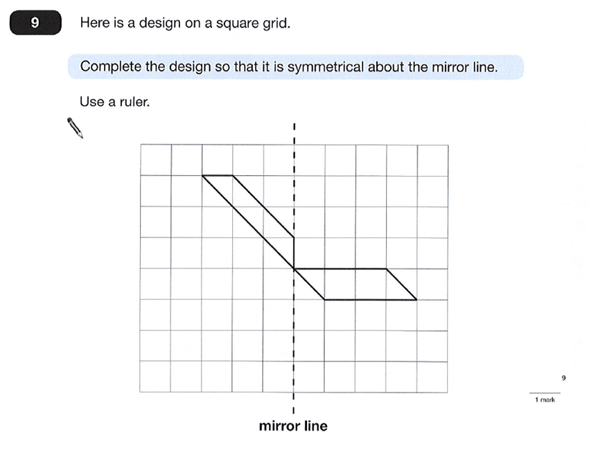Question 09 Maths KS2 SATs Papers 2012 - Year 6 Past Paper 2, Geometry, Reflection, Lines of Symmetry
