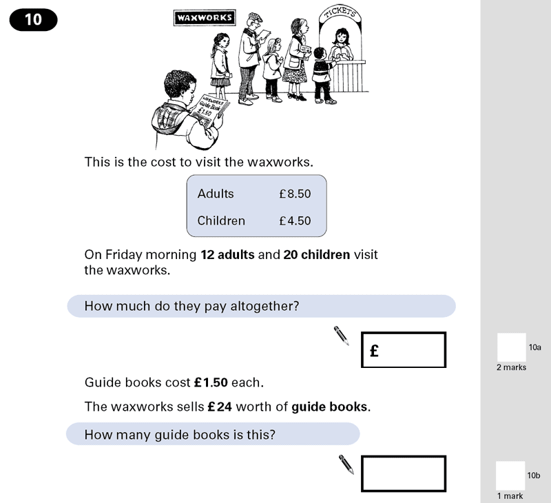 Question 10 Maths KS2 SATs Papers 2001 - Year 6 Past Paper 2, Numbers, Decimals, Division, Multiplication, Word Problems, Money