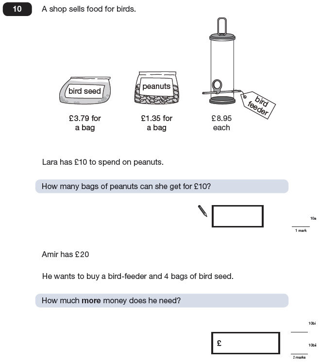 Question 10 Maths KS2 SATs Papers 2009 - Year 6 Practice Paper 2, Numbers, Multiplication, Word Problems, Logical Problems, Money