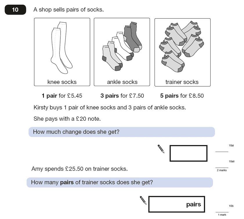 Question 10 Maths KS2 SATs Papers 2015 - Year 6 Practice Paper 1., Numbers, Word Problems, Decimals, Money