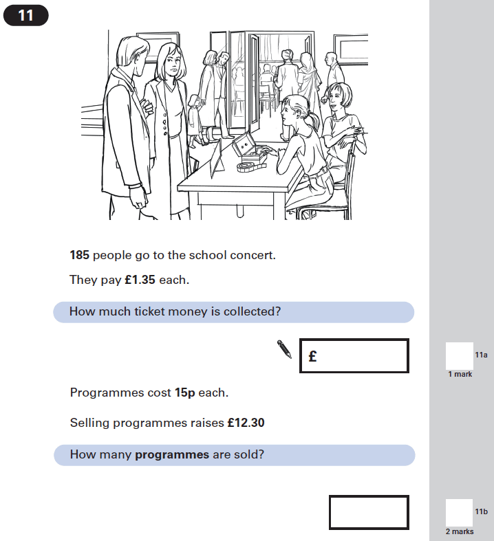 Question 11 Maths KS2 SATs Papers 2002 - Year 6 Past Paper 2, Numbers, Division, Multiplication, Word Problems, Money
