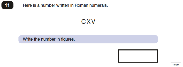 Question 11 Maths KS2 SATs Papers 2016 - Year 6 Exam Paper 2 Reasoning, Numbers, Roman Numbers