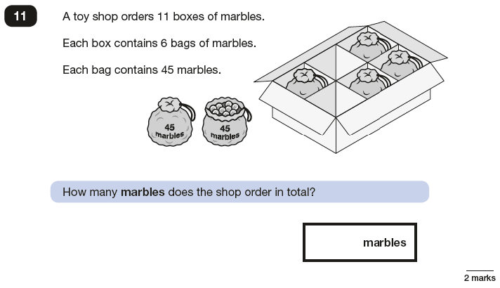 Question 11 Maths KS2 SATs Papers 2016 - Year 6 Practice Paper 3 Reasoning, Numbers, Multiplication, Word Problems