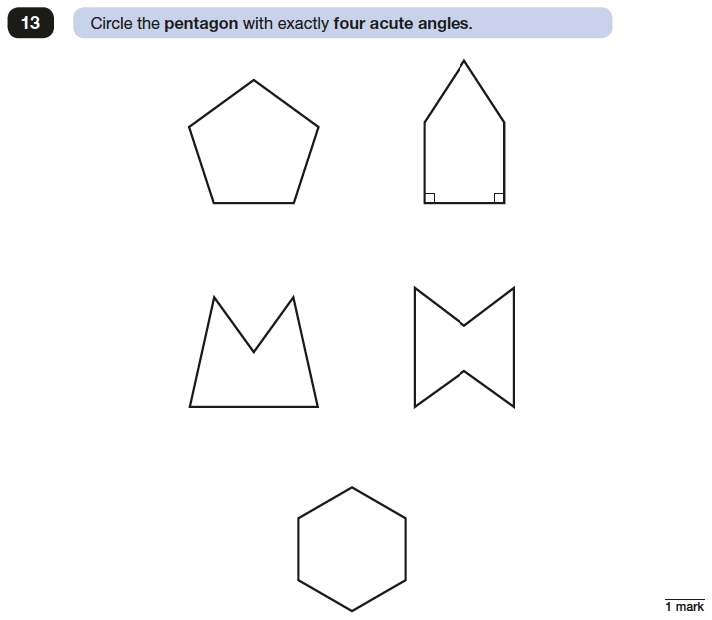 Question 13 Maths KS2 SATs Papers 2017 - Year 6 Past Paper 3 Reasoning, Geometry, Angles, Polygons, 2D shapes