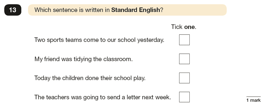 Question 13 SPaG KS2 SATs Papers 2018 - Year 6 English Exam Paper 1, Standard English and formality