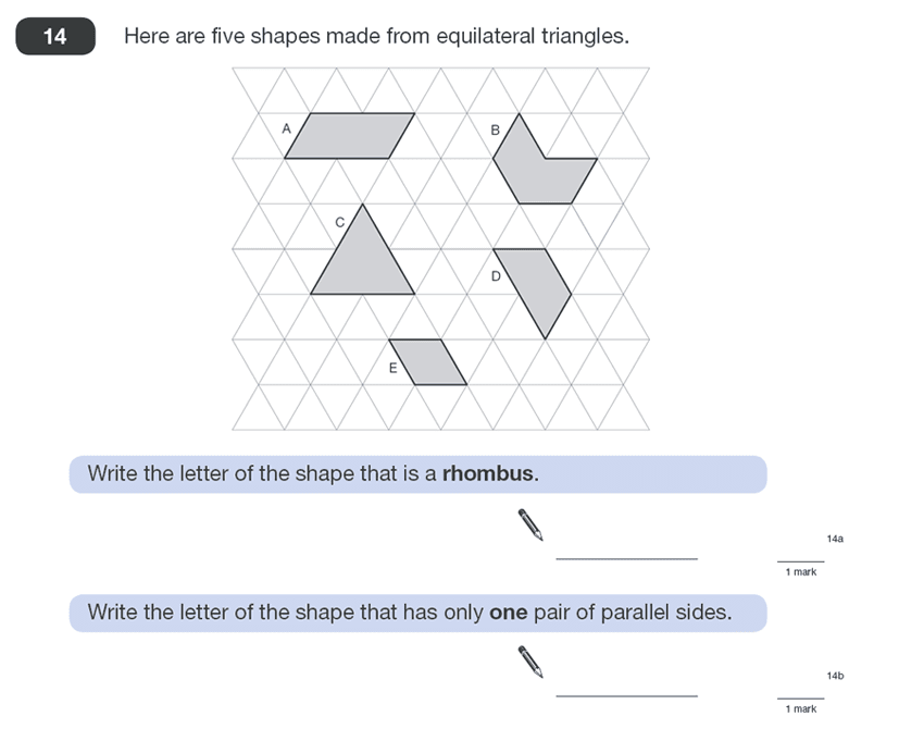 Question 14 Maths KS2 SATs Papers 2011 - Year 6 Sample Paper 2, Geometry, Polygons, Triangles