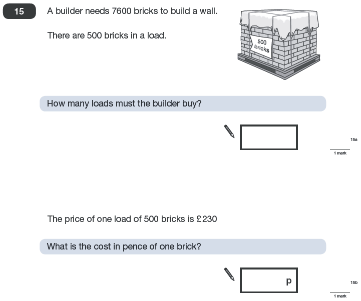 Question 15 Maths KS2 SATs Papers 2010 - Year 6 Past Paper 2, Numbers, Division, Multiplication, Word Problems, Money
