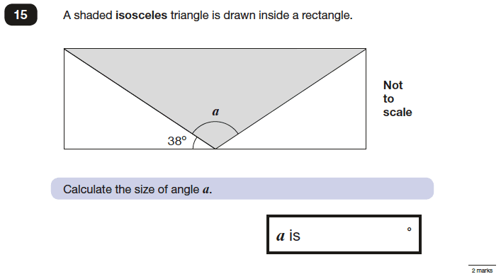 Question 15 Maths KS2 SATs Papers 2016 - Year 6 Exam Paper 2 Reasoning, Geometry, Angles, Triangles, Rectangle
