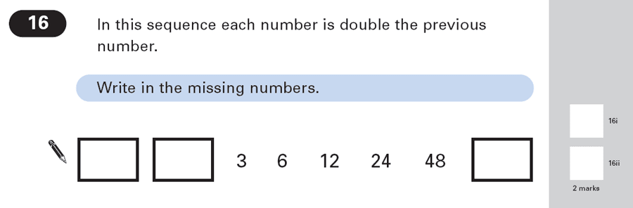 Question 16 Maths KS2 SATs Papers 2003 - Year 6 Practice Paper 2, Algebra, Patterns & Sequences