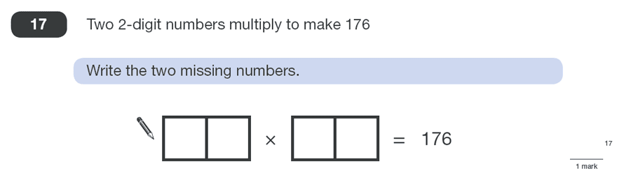 Question 17 Maths KS2 SATs Papers 2011 - Year 6 Practice Paper 2, Numbers, Factors, Missing Digits