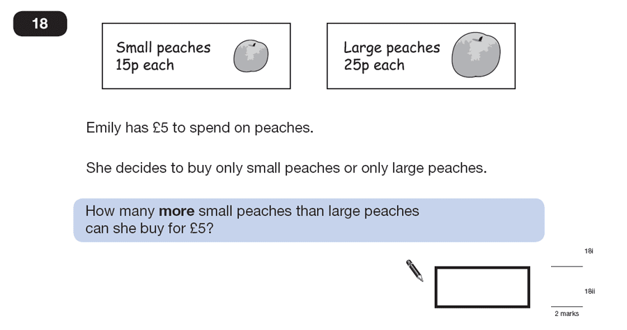 Question 18 Maths KS2 SATs Papers 2008 - Year 6 Practice Paper 2, Numbers, Word Problems, Logical Problems, Money