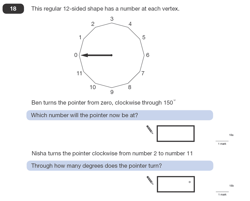 Question 18 Maths KS2 SATs Papers 2008 - Year 6 Sample Paper 1, Geometry, Polygons, Angles