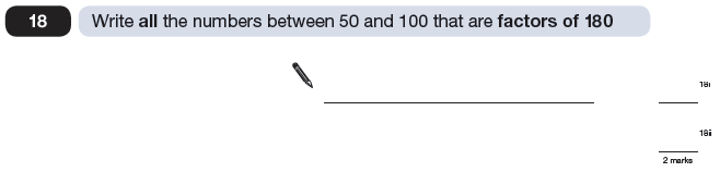 Question 18 Maths KS2 SATs Papers 2009 - Year 6 Practice Paper 1, Numbers, Factors