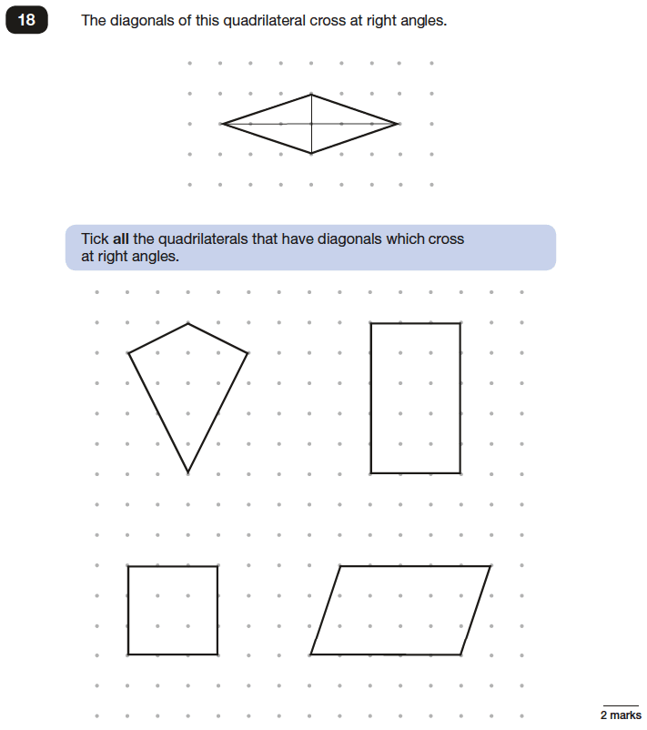 Question 18 Maths KS2 SATs Papers 2016 - Year 6 Sample Paper 3 Reasoning, Geometry, Angles, Polygons