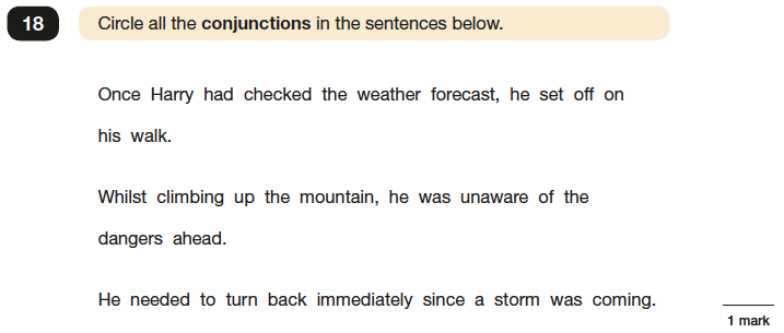 Question 18 SPaG KS2 SATs Papers 2016 - Year 6 English Past Paper 1, Grammatical terms / word classes