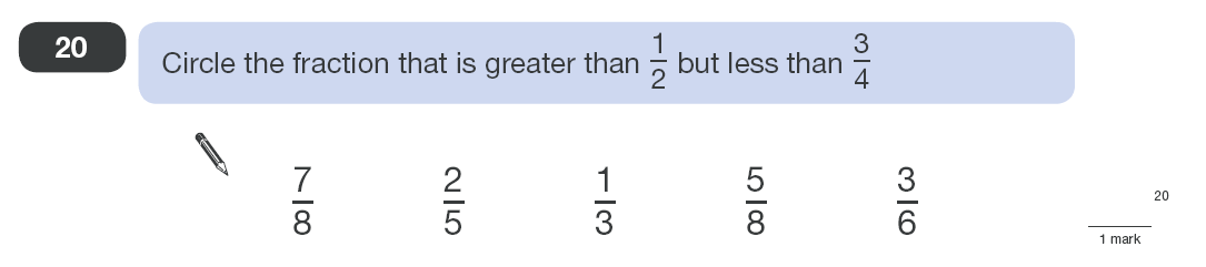 Question 20 Maths KS2 SATs Papers 2010 - Year 6 Past Paper 1, Numbers, Order and Compare Numbers, Fractions