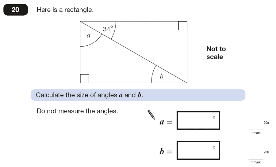 Question 20 Maths KS2 SATs Papers 2015 - Year 6 Past Paper 1, Geometry Angles, Rectangle