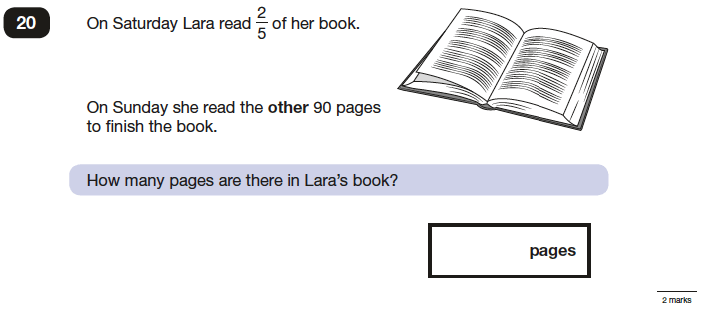 Question 20 Maths KS2 SATs Papers 2016 - Year 6 Past Paper 2 Reasoning, Numbers, Word Problems, Fractions