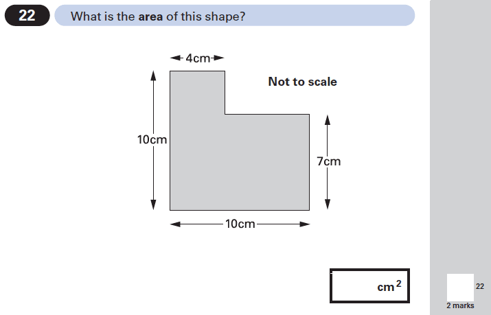 Question 22 Maths KS2 SATs Papers 2002 - Year 6 Sample Paper 2, Geometry, Area & Perimeter, Compound Shapes