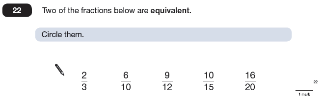 Question 22 Maths KS2 SATs Papers 2009 - Year 6 Practice Paper 1, Numbers, Fractions