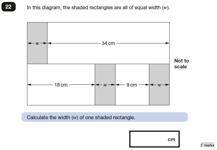 Question 22 Maths KS2 SATs Papers 2017 - Year 6 Sample Paper 3 Reasoning, Geometry, Rectangle, Algebra, Linear Equations