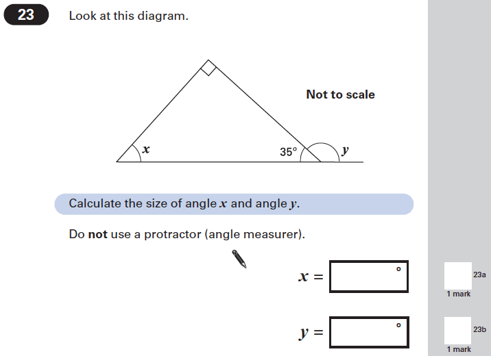 Question 23 Maths KS2 SATs Papers 2002 - Year 6 Sample Paper 1, Geometry, Angles, Triangles