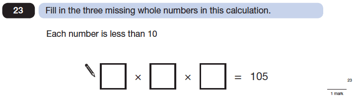 Question 23 Maths KS2 SATs Papers 2014 - Year 6 Sample Paper 2, Numbers, Multiplication, Factors