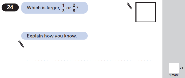 Question 24 Maths KS2 SATs Papers 2002 - Year 6 Practice Paper 1, Numbers, Order and Compare Numbers, Fractions