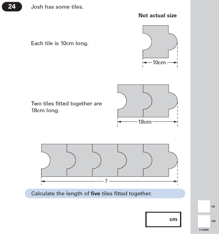 Question 24 Maths KS2 SATs Papers 2005 - Year 6 Exam Paper 1, Geometry, 2D shapes, Compound Shapes