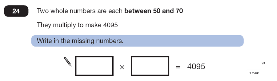 Question 24 Maths KS2 SATs Papers 2007 - Year 6 Sample Paper 2, Numbers, Multiplication, Factors, Logical Problems
