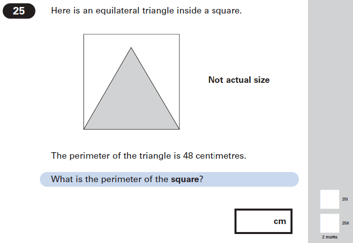 Question 25 Maths KS2 SATs Papers 2004 - Year 6 Practice Paper 1, Geometry, Triangles, Square
