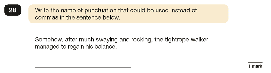 Question 28 SPaG KS2 SATs Papers 2018 - Year 6 English Past Paper 1, Punctuation