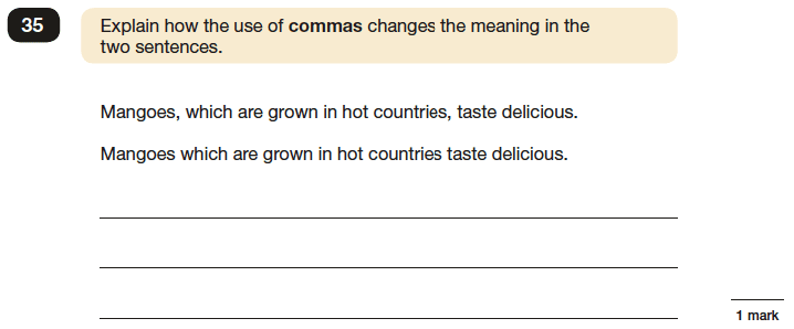 Question 35 SPaG KS2 SATs Papers 2016 - Year 6 English Exam Paper 1, Punctuation