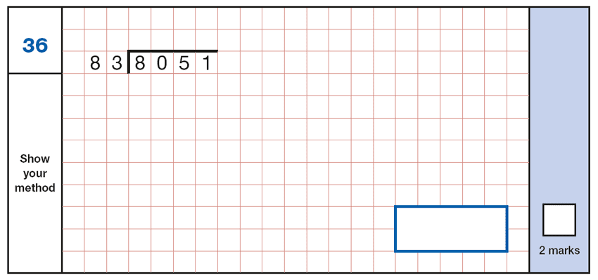 Question 36 Maths KS2 SATs Papers 2019 - Year 6 Practice Paper 1 Arithmetic, Numbers, Division